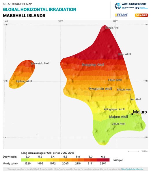 Global Horizontal Irradiation, Marshall Islands